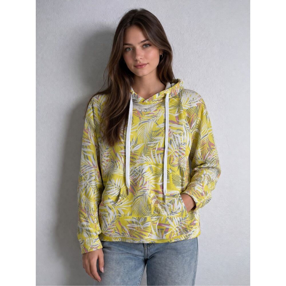 Koolaburra by UGG Yellow Tropical Print Hoodie Pullover Size M